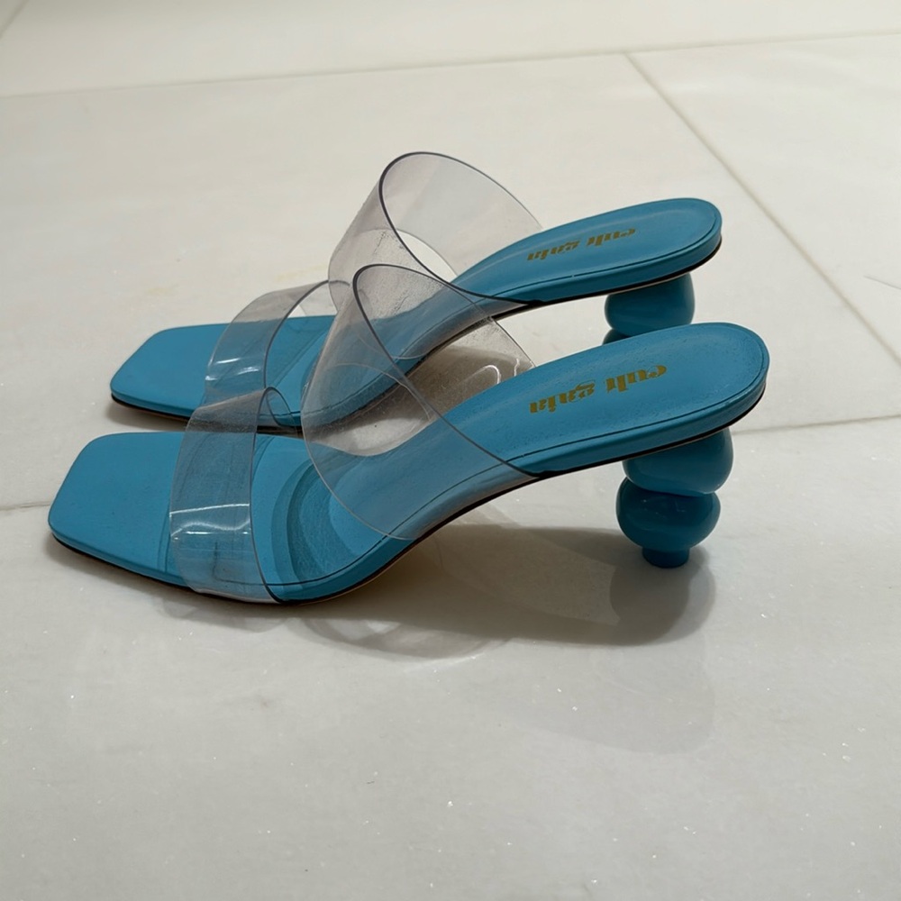 Cult Gaia blue heels have been worn size 37.5